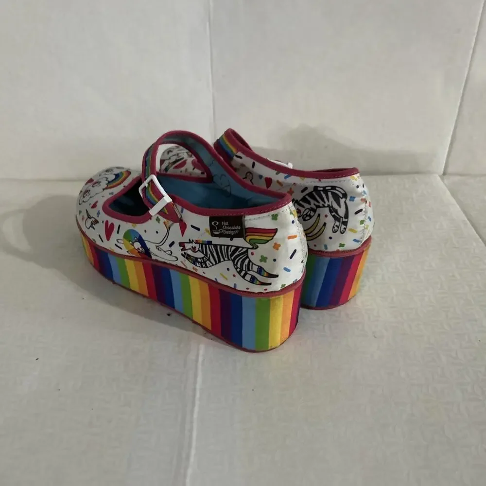 Chocolaticas Hot Chocolate Design Rainbow Platform Mary Jane Womens US 7 EU 37